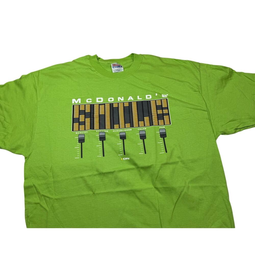 Vintage Y2K McDonald’s Green DJ "Smile" Hanes Beefy-T T-Shirt Size XL